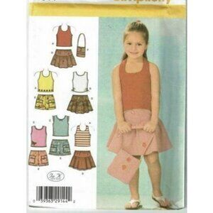 Simplicity Sewing Pattern 4611‎ Girls Shorts Skirt Tops Bag Size 5-8
